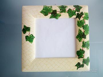 Portafotografia Quadrato legno stampa edera