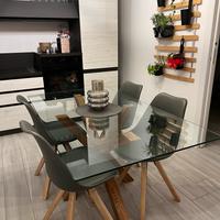 Tavolo 160x90 vetro e legno