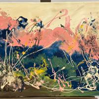 Quadro ad olio su tela di Nino Bellini astratto