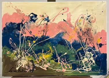 Quadro ad olio su tela di Nino Bellini astratto