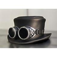 CAPPELLO CILINDRO IN PELLE CON OCCHIALI