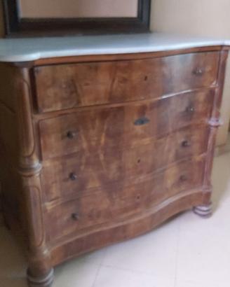 Comò in legno con base in marmo + specchio