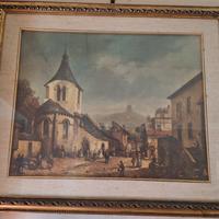 quadro anni 70 paesaggio cornice dorata