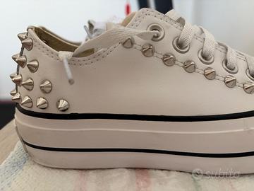 ALL STAR PLATFORM LOW BLACK BACK STUDS PELLE