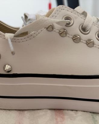 ALL STAR PLATFORM LOW BLACK BACK STUDS PELLE
