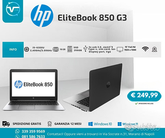 Hp EliteBook 850G3 i5-6300 16GB Ram 256Gb SSD