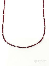 Collana tennis Rubini Diamanti Oro Bianco Gem Tech