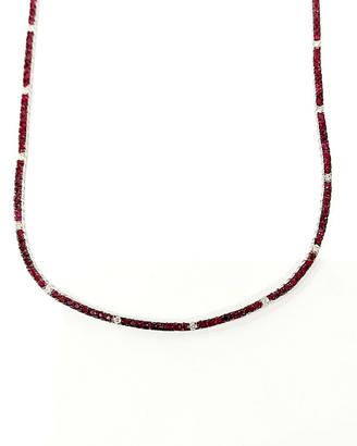 Collana tennis Rubini Diamanti Oro Bianco Gem Tech
