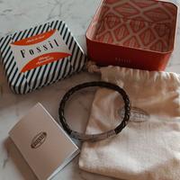 Bracciale da uomo Fossil in pelle e acciaio