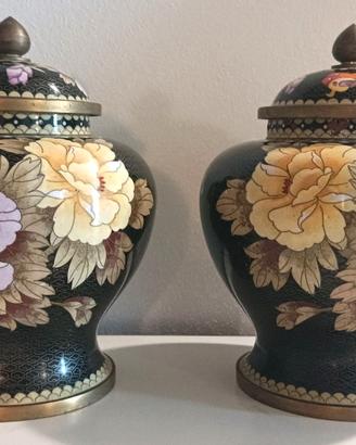 Coppia potiche cinesi cloisonné vintage