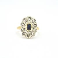 Anello in oro e argento con zaffiro