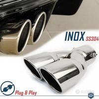 TERMINALE Doppio Scarico Auto ACCIAIO Cromato