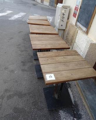 5 Tavolini artigianali legno massello e ferro
