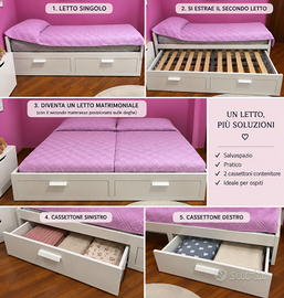 LETTO SINGOLO ESTRAIBILE – DIVENTA MATRIMONIALE