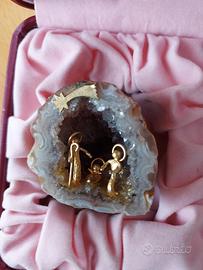 mini presepe in geode di agata