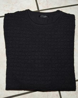 Maglia Clayton Uomo Nera Maniche Lunghe Rilievo
