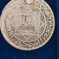 10 franchi argento Marocco inizi 1900