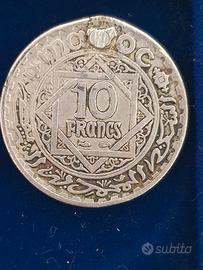 10 franchi argento Marocco inizi 1900