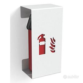 Supporto a muro porta estintore in metallo bianco