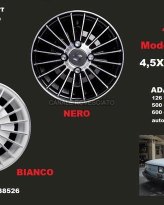 Cerchi grifo 4,5x 12 4x98 neri bianchi fiat 126