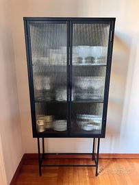 Credenza sala da pranzo nera in metalo e vetro