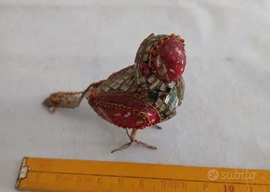 Uccellino Etnico Vintage Mosaico Specchi Perline -