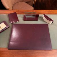 Set da scrivania in vera pelle antico
