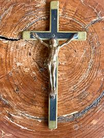 Antico Crocifisso  ‘900 in Ottone e Ebano - 22 cm