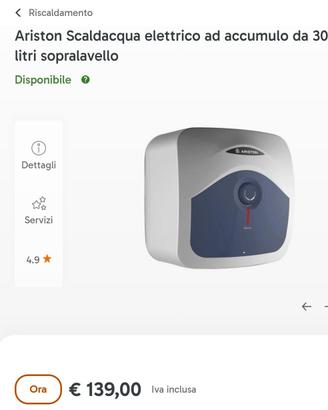 SCALDABAGNO  ELETTRICO ARISTON 30 L 