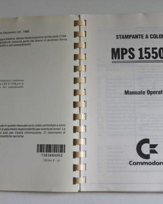 COMMODORE MANUALE STAMPANTE MPS 1550 C - RETROCOM