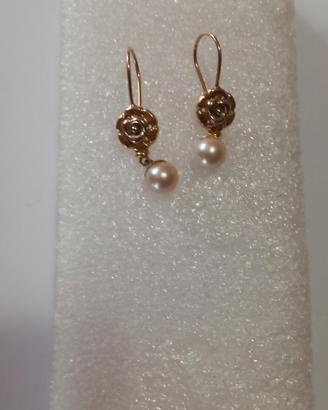 Orecchini in oro 750 18kt con vera perla 