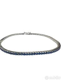 Bracciale Tennis oro bianco e spinelli blu