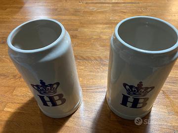 Coppia boccali 1L birra Hofbräuhaus HB in ceramica