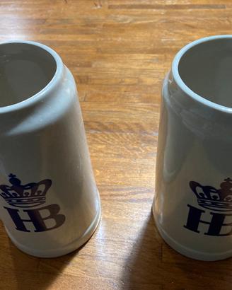 Coppia boccali 1L birra Hofbräuhaus HB in ceramica