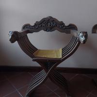 Sedia Savonarola legno intagliato 