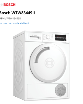 Asciugatrice bosch 9 kg
