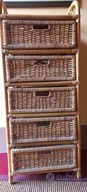 Cassettiera Rattan-Bamboo a 5 cassetti