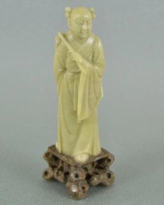 "Antica statuetta cinese in pietra saponaria - Sag