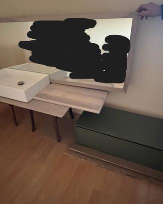 mobile bagno noce e cassettiera verde foresta