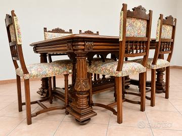 Tavolo Antico Fiorentino '800 in noce massello