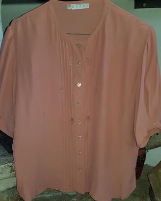 Camicia vintage donna seta color rosa antico