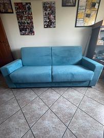 Divano-letto 3 posti effetto velluto