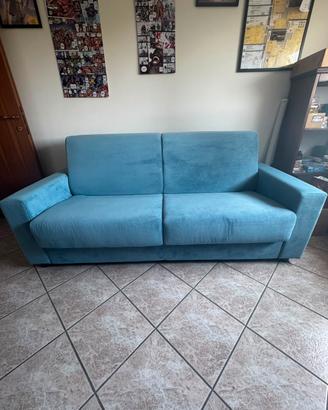 Divano-letto 3 posti effetto velluto