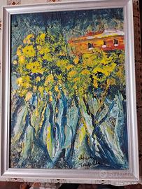 quadro acrilico su tavola a scaglie