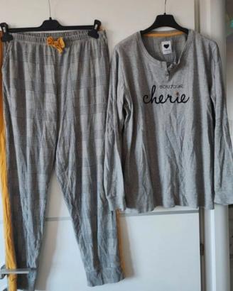 Pigiama donna taglia XL grigio/giallo