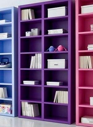Libreria, mobile  a giorno, colore viola
