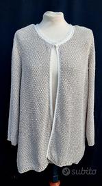 Cardigan tedesco cotone con fibre metalliche,L/XL