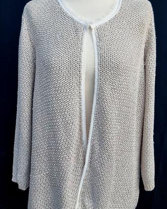 Cardigan tedesco cotone con fibre metalliche,L/XL