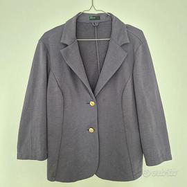 Blazer in felpa di cotone blu navy Stile Benetton