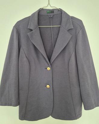 Blazer in felpa di cotone blu navy Stile Benetton